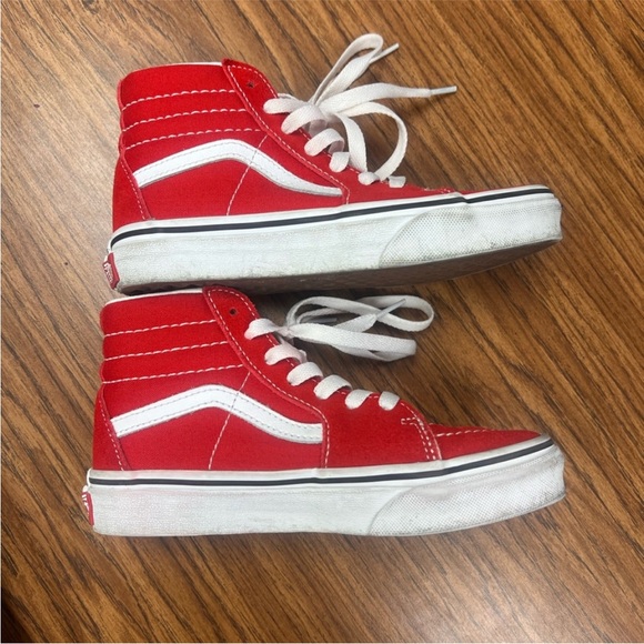 Vans High Tops Kids Red and White High-Top Sneakers 1.5 Suede and Canvas - Picture 5 of 8